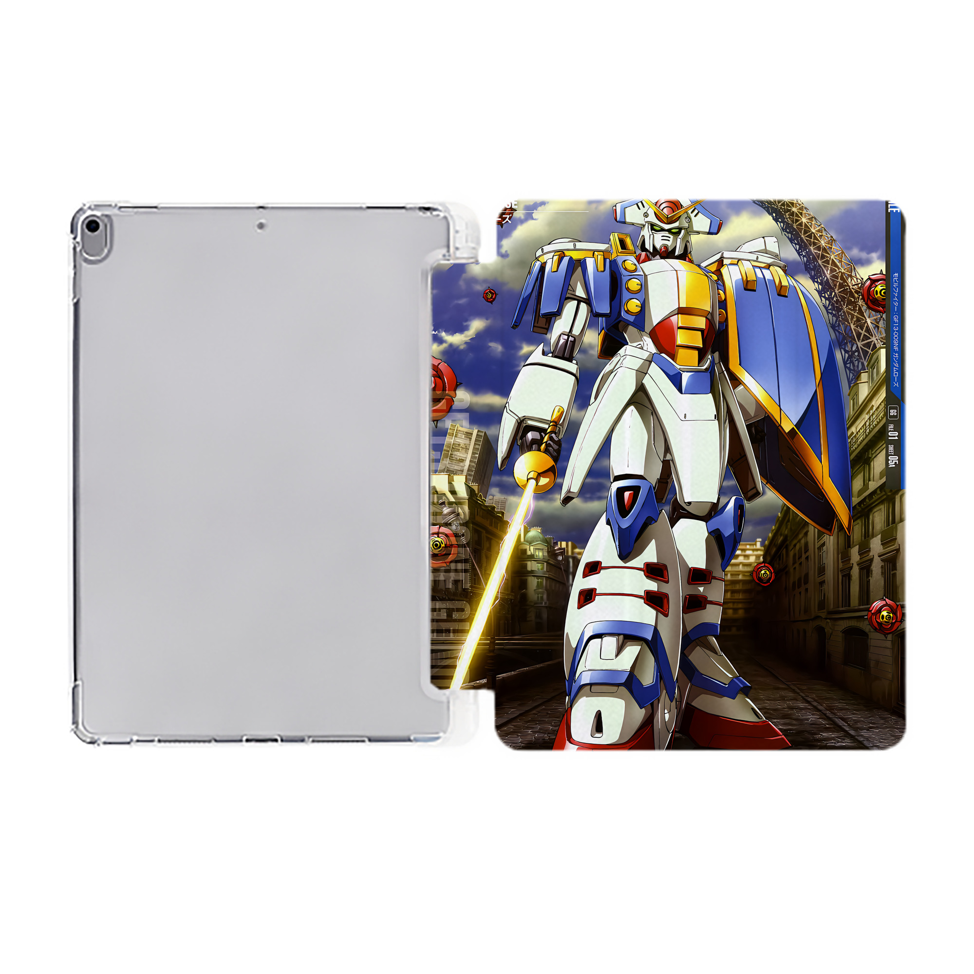 （画像用） 機動戦士ガンダム Mobile Suit Gundam IPad ケース ペン収納付き 三つ折りスタンド PUレザー×シリコン 対応機種9.5/10.5/10.9インチ